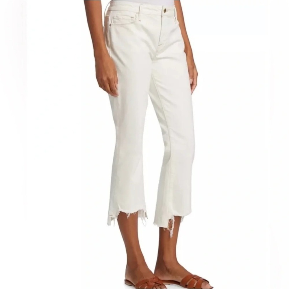 Frame Le Crop Mini Boot Women 27 Off-White Natural Raw Hem Cropped Jeans Luxury‎
